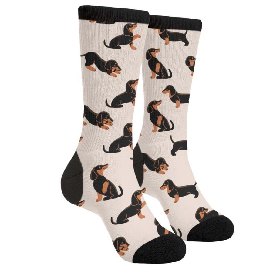 Dachshund Dog Crew Socks Novelty Funny Crazy Socks Mid Calf Dress Socks