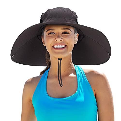 Leotruny Women Super Wide Brim Sun Hat UPF50+ Waterproof Straw Hat for