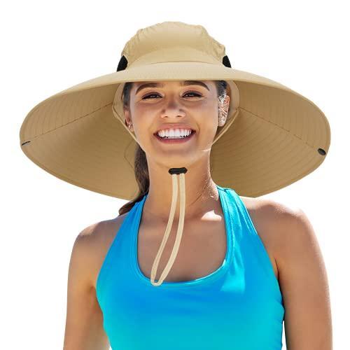 Leotruny Women Super Wide Brim Sun Hat UPF50+ Waterproof Straw Hat for