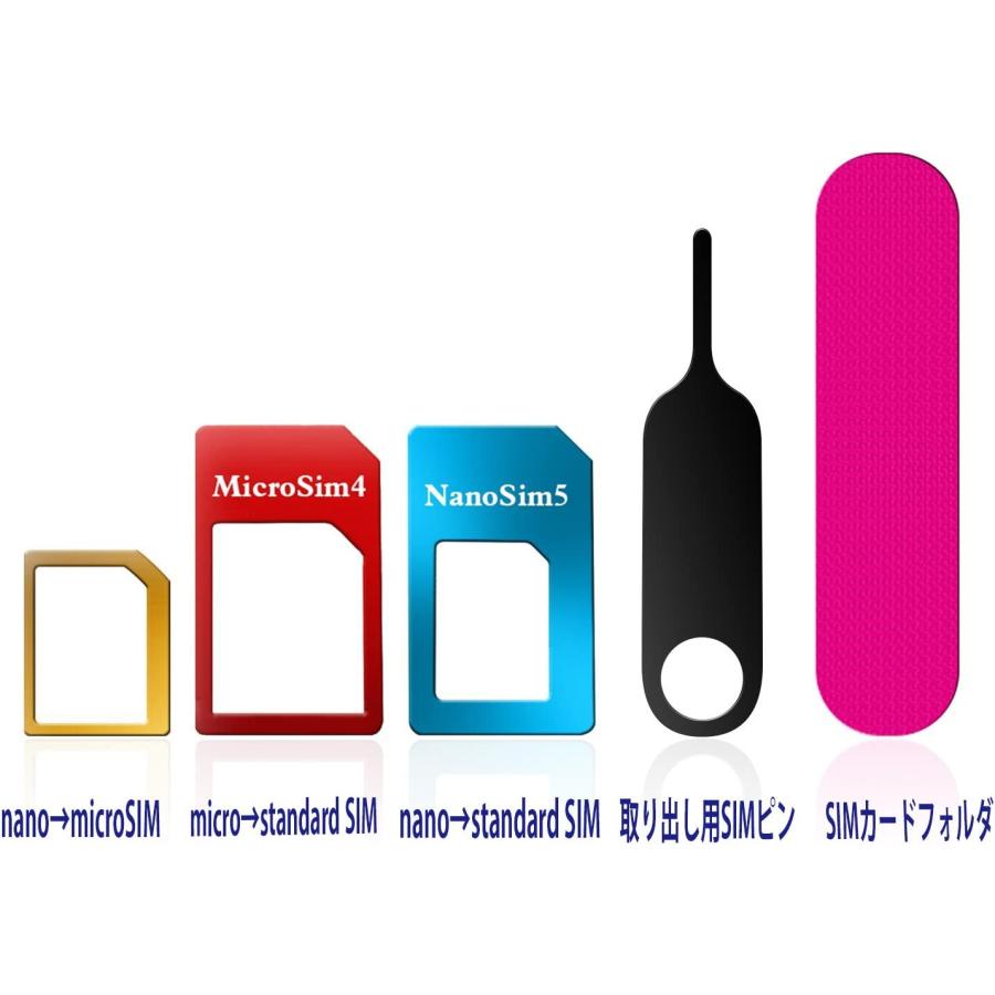 sim 変換 アダプタ アダプター nanoSIM microSIM SIMピンとSIMカードフォルダ付き 5点セット×2セット｜akros｜06