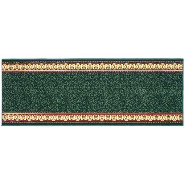 ヨーロピアン調 ラグマット/絨毯 (67cm×340cm グリーン) 洗える 防滑