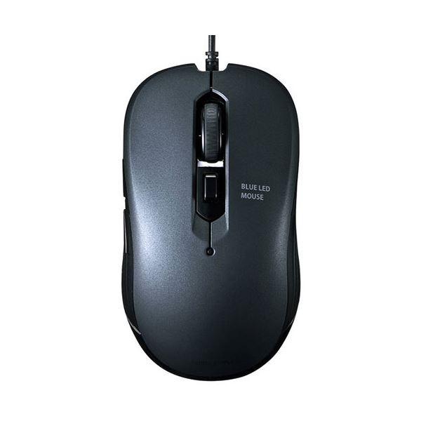 まとめ) サンワサプライ 有線ブルーLEDマウスガンメタ MABL114GM 1個