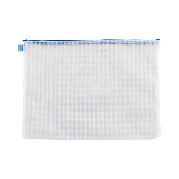 (まとめ) TANOSEE メッシュケース A3 タテ340×ヨコ470mm 青 1枚 (×30)