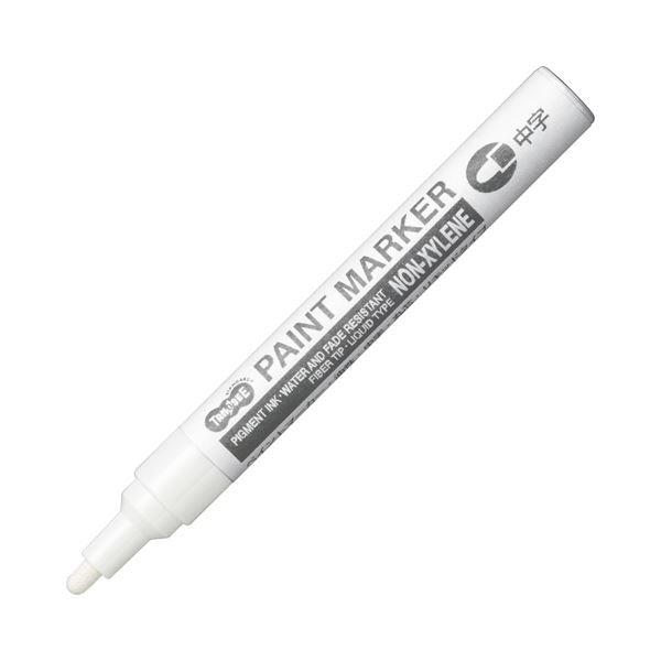 (まとめ) TANOSEE 油性ペイントマーカー 中字丸芯 白 1本 (×50)