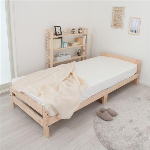 日本檜 棚なし ボンネルマットレス付 すのこベッド シングル 幅98.5cmベッドフレーム 圧縮梱包 (組立品)
