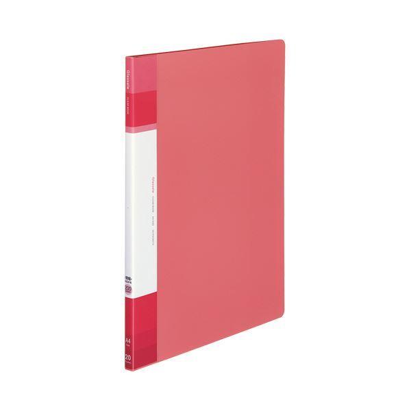 (まとめ)コクヨクリヤーブック(Glassele) 固定式・背ポケット A4タテ 20ポケット コーラルピンク ラGLB20P 1(10冊) (×3)