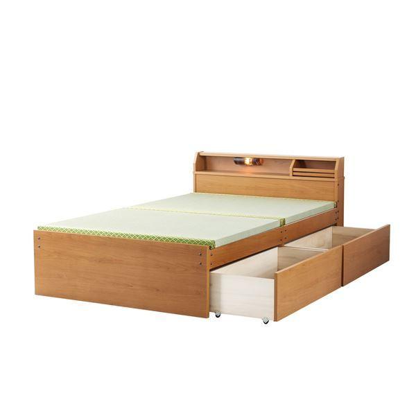 収納付きベッド | 日本製 天然い草 収納ベッド (ハイタイプ ダブル ライトブラウン) 引き出し付き