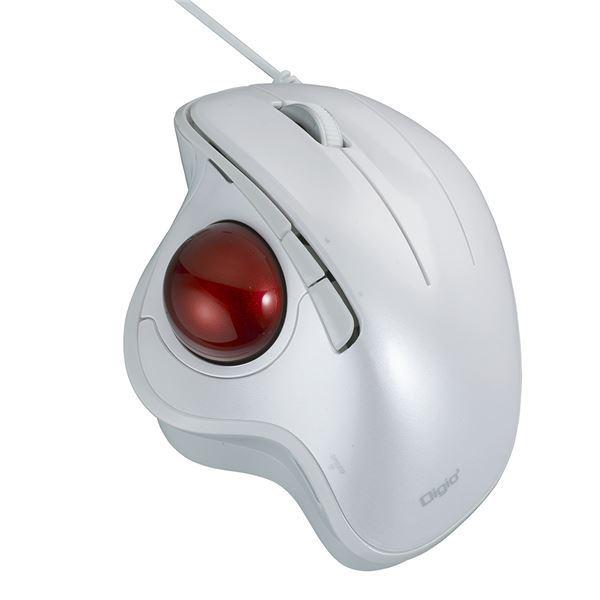 売れ筋商品 Digio2 有線 MUSTUIF181W ホワイト 5ボタン/光学式 角度可変親指トラックボール マウスパッド