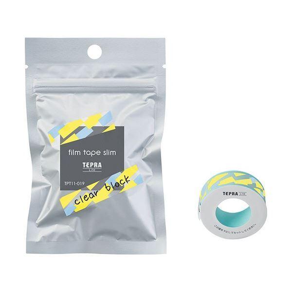 (まとめ) キングジム テプラ Lite フィルムテープ 11mm クリア ブロック/黒文字 TPT11019 1個 (×30)