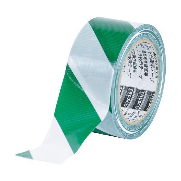 【お取り寄せ】 TRUSCO (まとめ) トラ表示テープ (×5) 1巻 TRTR5025WG ホワイト/グリーン 幅50mm×長さ25m その他梱包用テープ