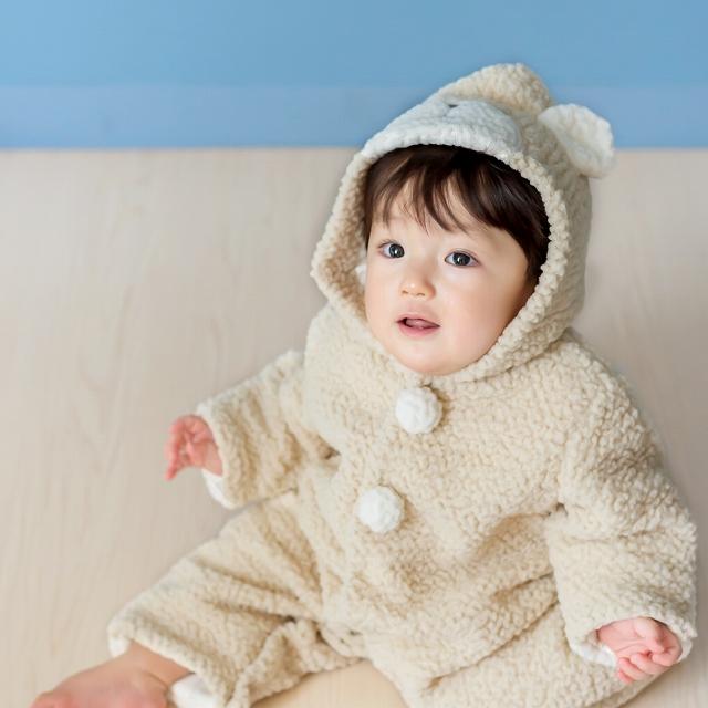 赤ちゃんの城 おくるみ 防寒 もこもこくま ジャンプスーツ ベビー服 
