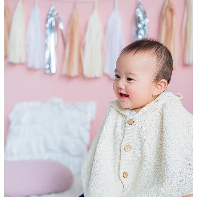 赤ちゃんの城 ベビー ポンチョ 日本製 ケープ オーガニックコットン