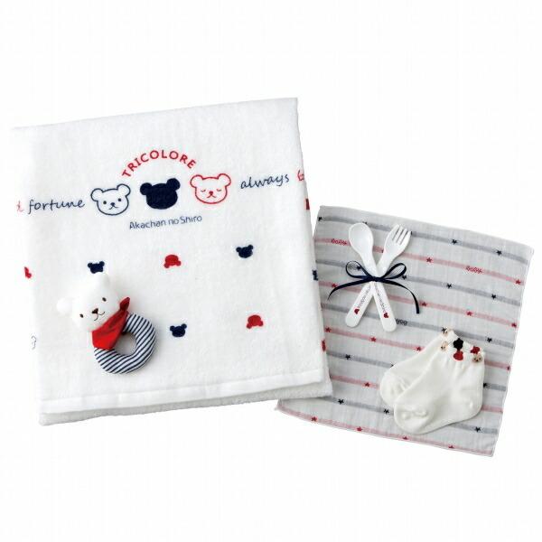日本製 ベビーギフト タオルケーキ ギフトセット トリコロール ケーキ 出産祝い プレゼント バスタオル ハンカチ ガラガラ 靴下 | 赤ちゃんの城 | 02