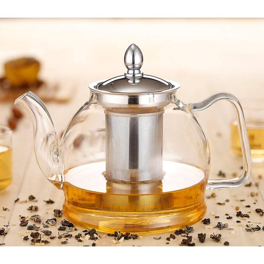 ガラスケトル ティーポット ガラスウォーターケトル 直火OK 1000ml 茶こし付 ガラス製急須 Hiware Glass Teapot Stovetop Safe Teapot 1000mlの画像