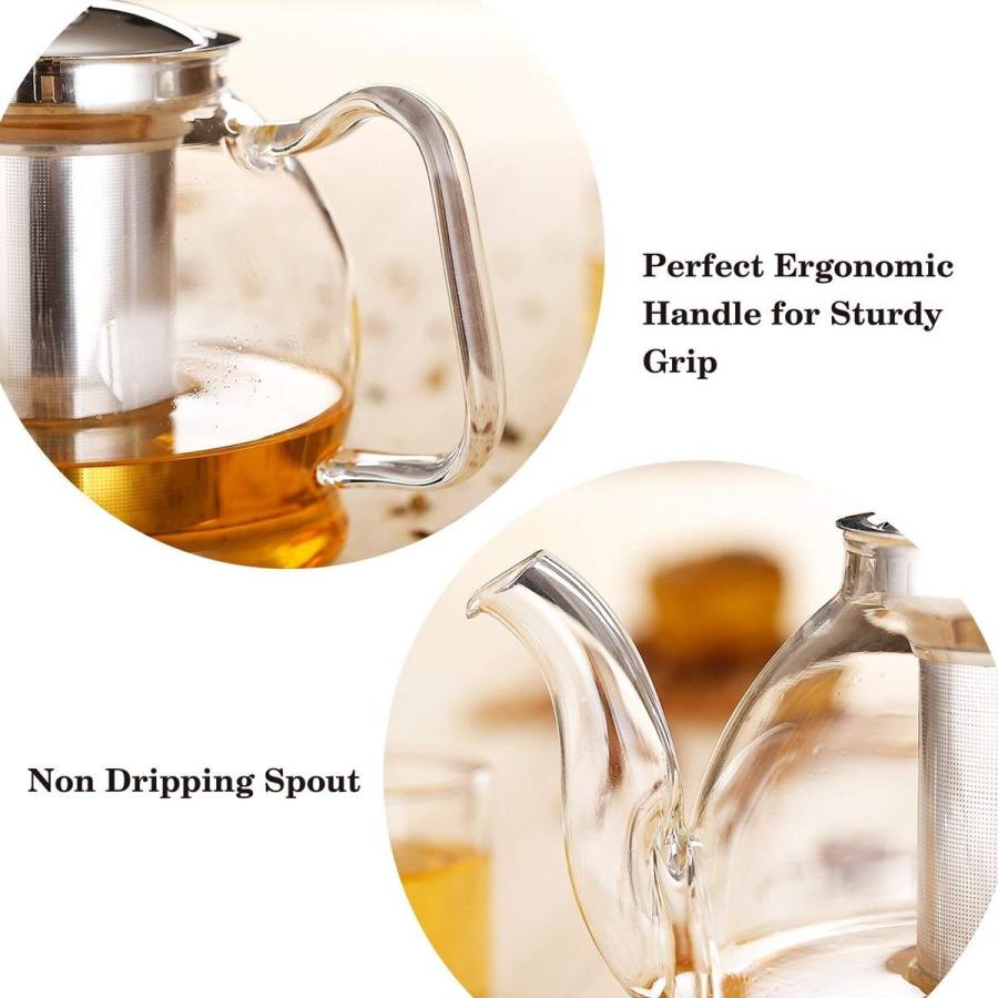 ガラスケトル ティーポット ガラスウォーターケトル 直火OK 1000ml 茶こし付 ガラス製急須 Hiware Glass Teapot Stovetop Safe Teapot 1000mlの画像