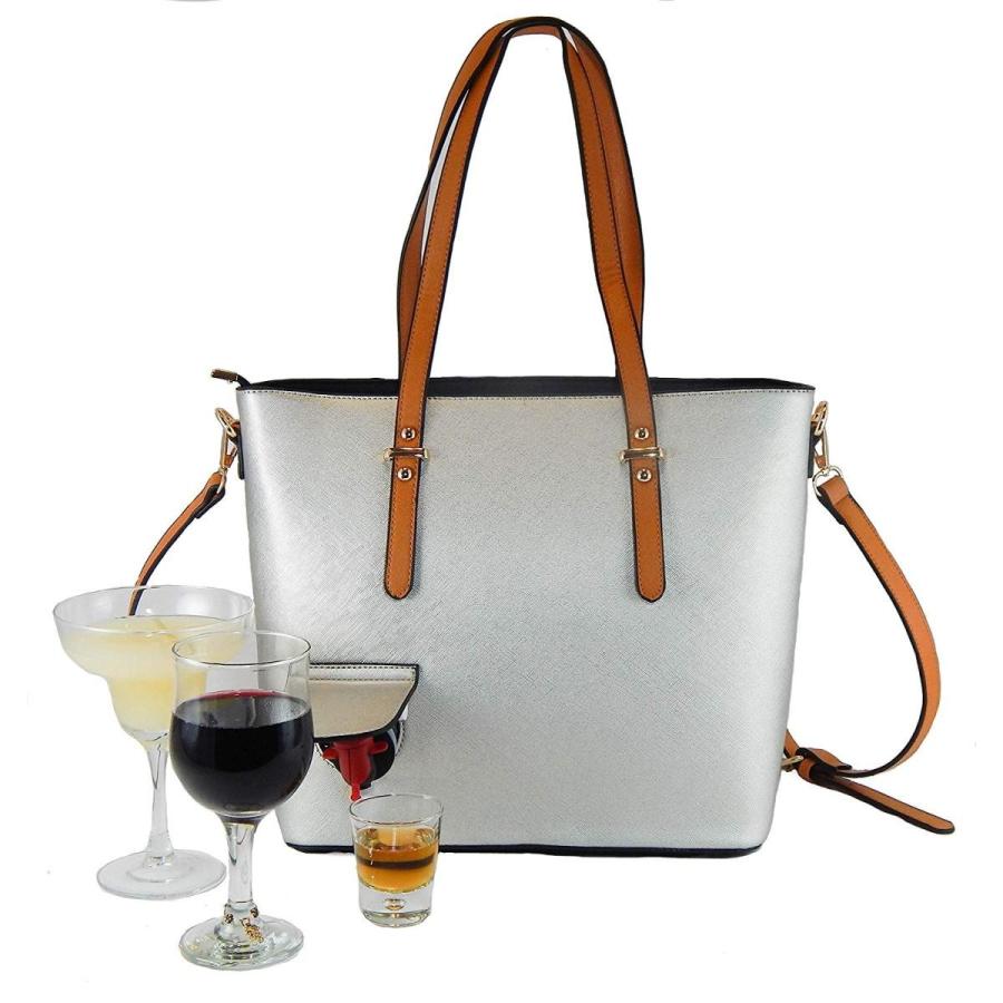 ドリンクバッグ トートバッグ ショルダーバッグ ワインバッグ シルバー 約1.5L ラヴィングリキッドライン Loving Liquid Line Wine Purse Bag Black/Silver｜akt8