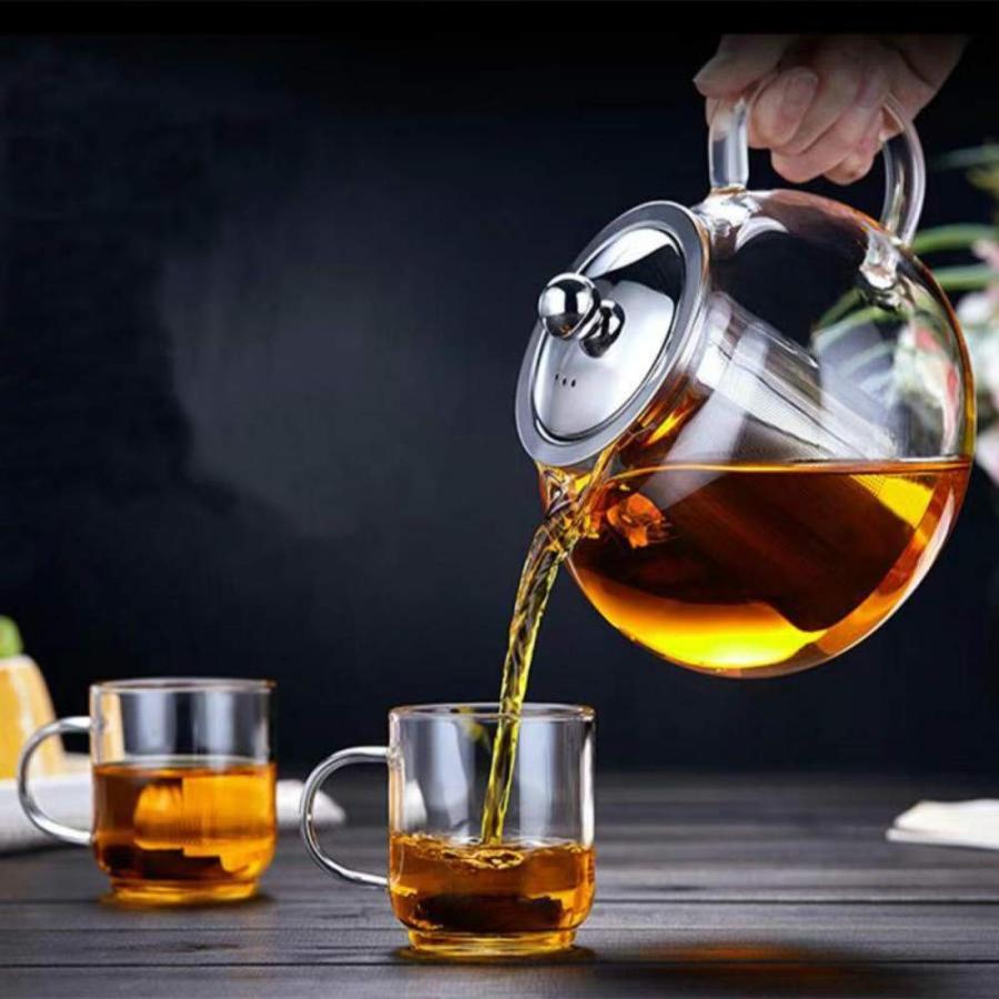 ガラスケトル ガラスティーポット ガラスポット 650ml 茶こし付 ガラス製急須 耐熱ガラス 直火OK Glass Teapot Tea Kettle Stovetop Safelの画像