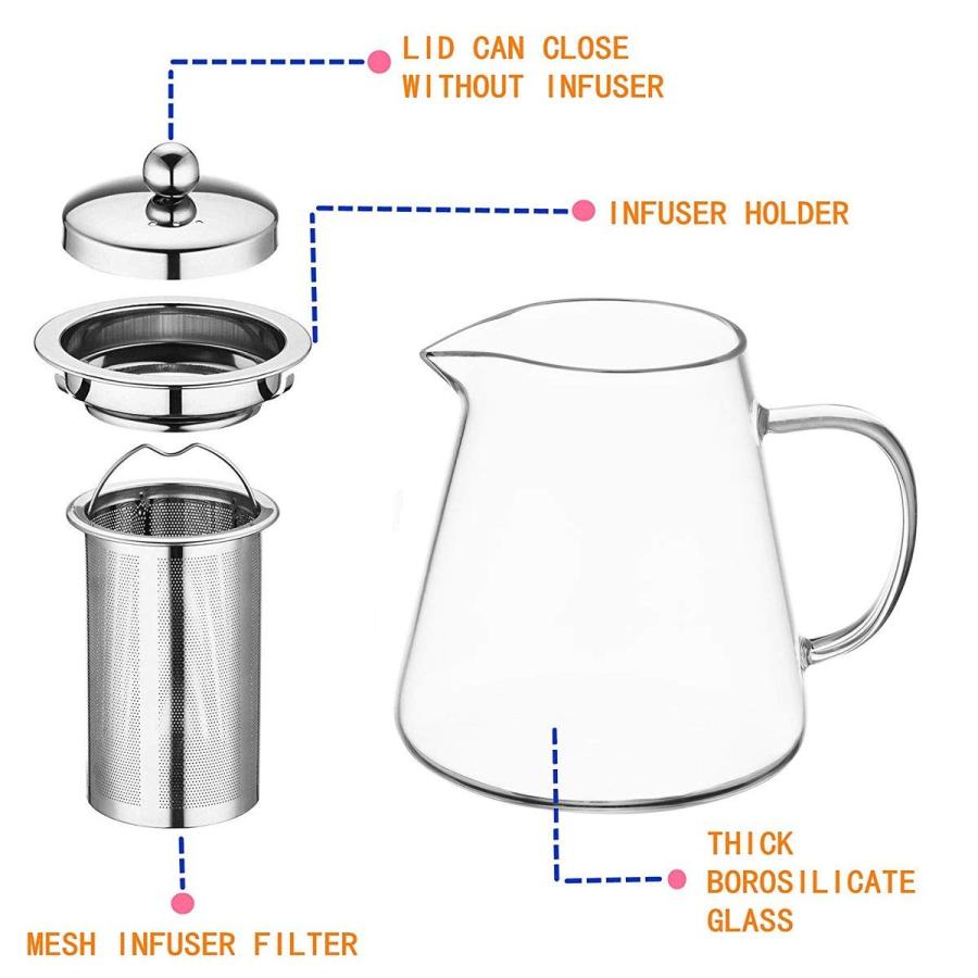 ガラスケトル ガラスティーポット ガラスポット 950ml 茶こし付 ガラス製急須 耐熱ガラス 直火OK Glass Teapot Tea Kettle Stovetop Safel_3
