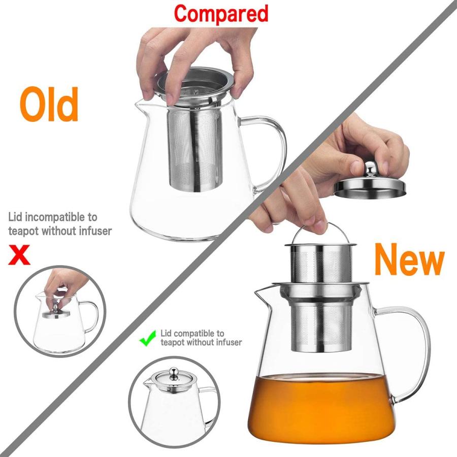 ガラスケトル ガラスティーポット ガラスポット 950ml 茶こし付 ガラス製急須 耐熱ガラス 直火OK Glass Teapot Tea Kettle Stovetop Safel_5