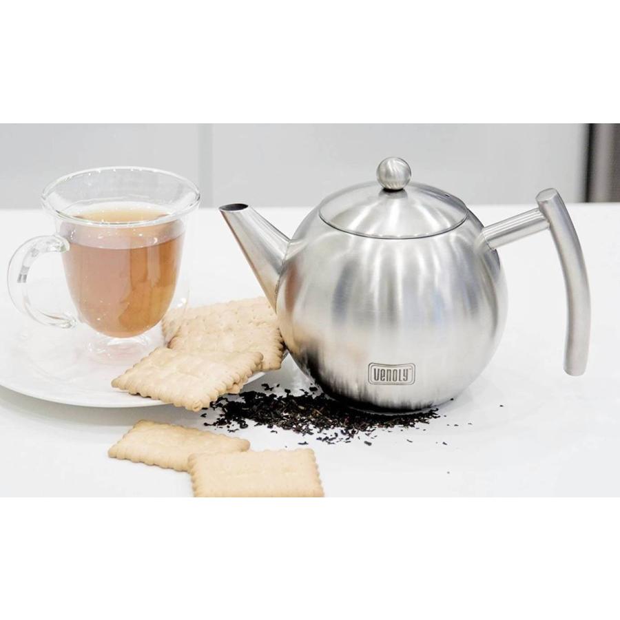 ティーポット カフェケトル 急須ケトル ケトル 1L ヤカン 茶こし付 Venoly Stainless Steel Tea Pot With Removable やかんの画像