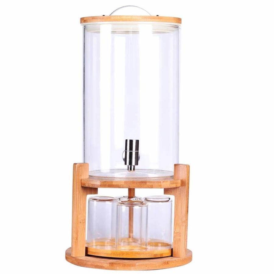 Off Drink ドリンクバー Stand 飲料水サーバー Dispenser 約8l 飲料ジャー Glass ウッド台 Wooden 2gallon ドリンクディスペンサー ビバレッジディスペンサー 水 炭酸水