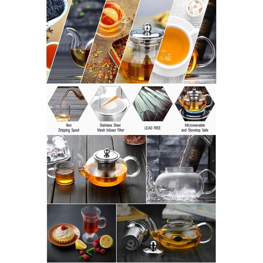 ガラスケトル ガラスティーポット ガラスポット 直火OK カラフェ ピッチャー ジャグ 水差し 約800ml Hiware Good Glass Teapot ティーポット 急須 耐熱ガラス｜akt8｜06