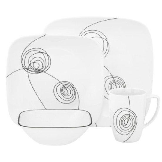 コレール 食器セット スクエア16点セット スクリブル ラインズ