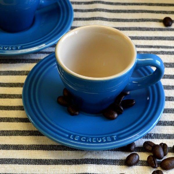 ル・クルーゼ エスプレッソ カップ＆ソーサー 2客セット マルセイユブルー Le Creuset Stoneware Set of 2