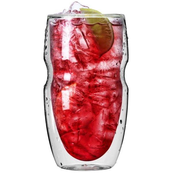 セラフィーノ ダブルウォール 耐熱・保温グラス 480ml 2個セット Ozeri Serafino Double Wall Insulated Iced Tea and Coffee Glasses, 16-Ounce, Set of 2の画像
