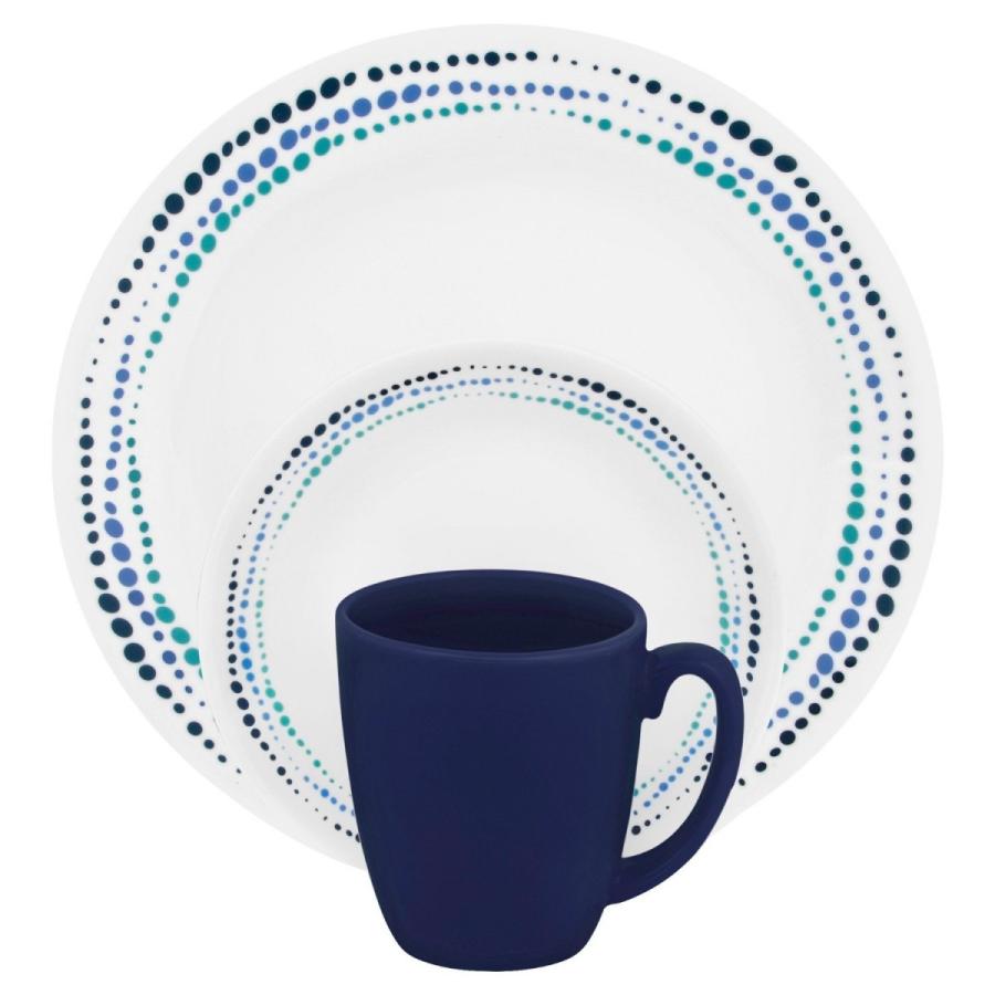 CORELLE - コレール リビングウェアー ディナーウェアー 大海原 ブルース 食器16点仕掛ける Corelle Livingware 16-Piece Dinnerware Set, Ocean Blues, 1119404 食器セット-食器