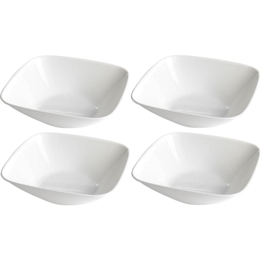 コレール スクエア ボウル大皿 約１．４L ４枚セット ピュアホワイト Corelle 1077746 Square White 1 1/2 Quart Bowl