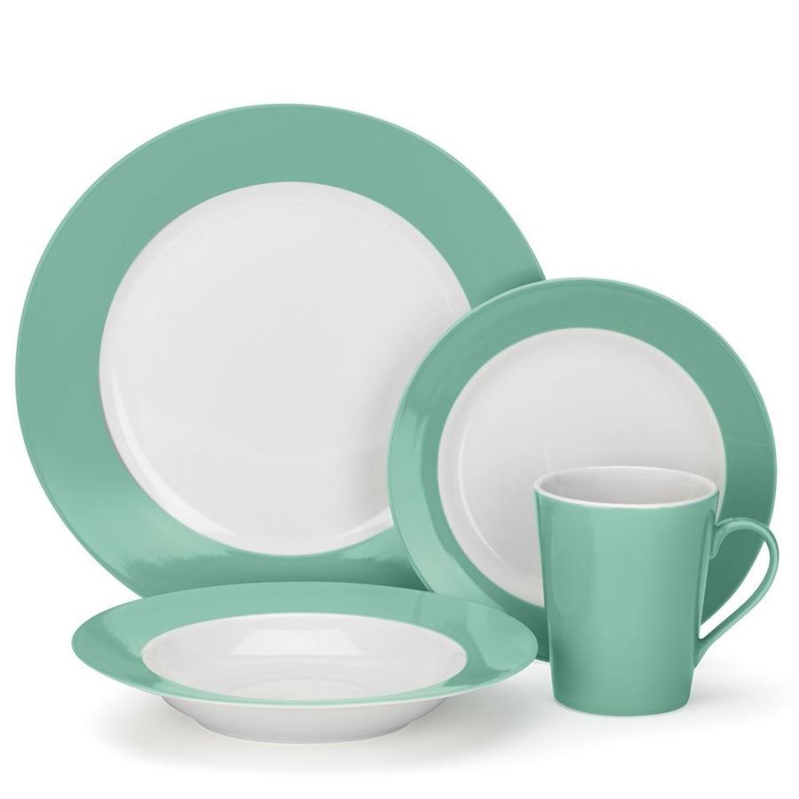 クイジナート 食器16点セット ディナーウエアセット磁器食器 コレクション グリーン Cuisinart Laurielle Collection 16-Piece Porcelain Dinnerware Set