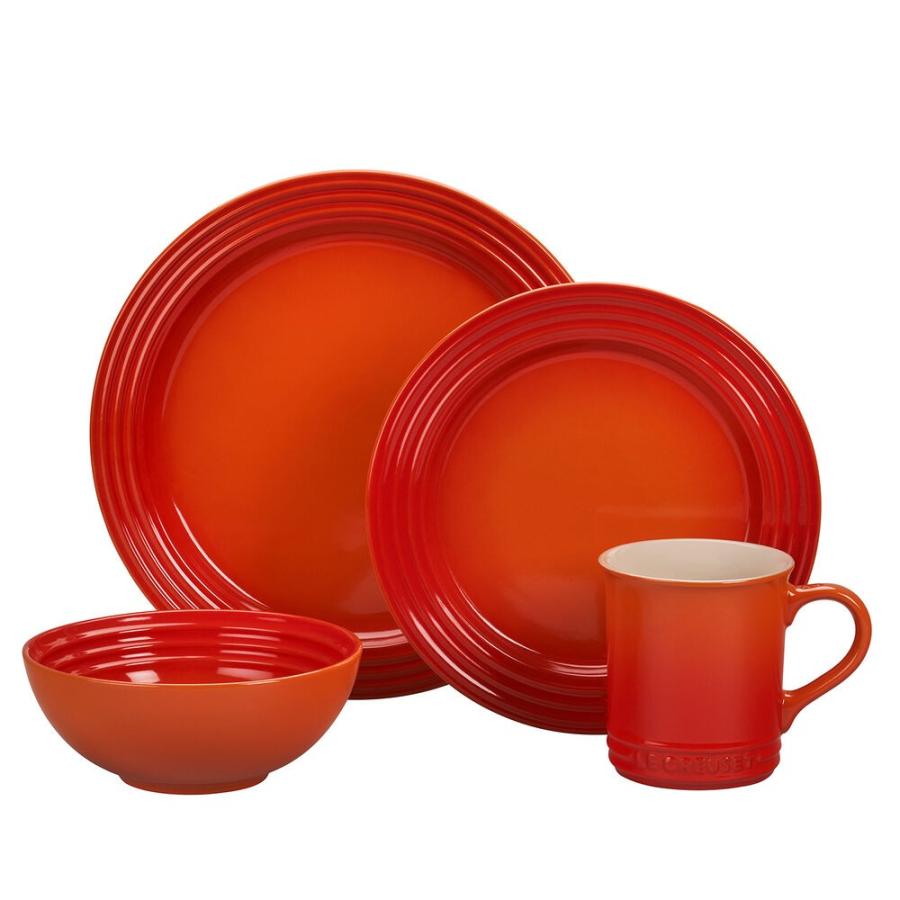 ル・クルーゼ オレンジ、ブルー食器セット 16点 Le Creuset ルクルーゼ 食器16点セット ディナーウエアセット