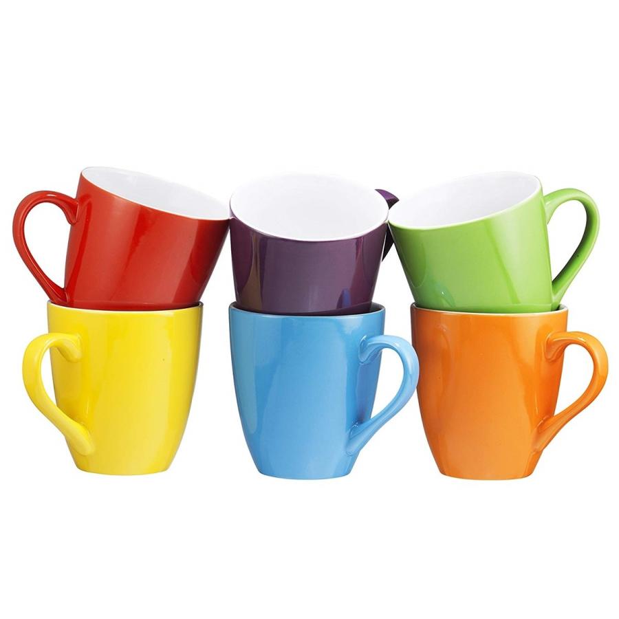 訳あり大特価 マグカップ 6点セット コーヒーマグ ティーカップ コップ レンジ可 食洗器可 約480ml マルチカラー セラミックカップ Coffee Mug Set By Bruntmorの画像