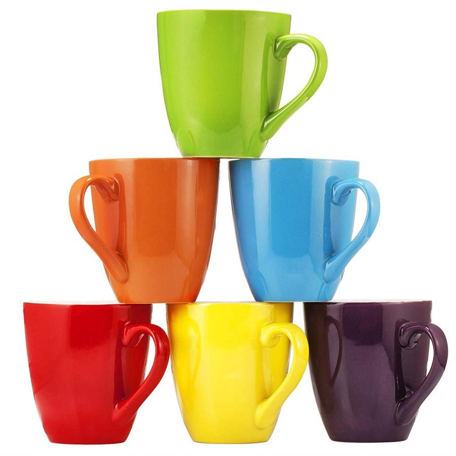訳あり大特価 マグカップ 6点セット コーヒーマグ ティーカップ コップ レンジ可 食洗器可 約480ml マルチカラー セラミックカップ Coffee Mug Set By Bruntmorの画像