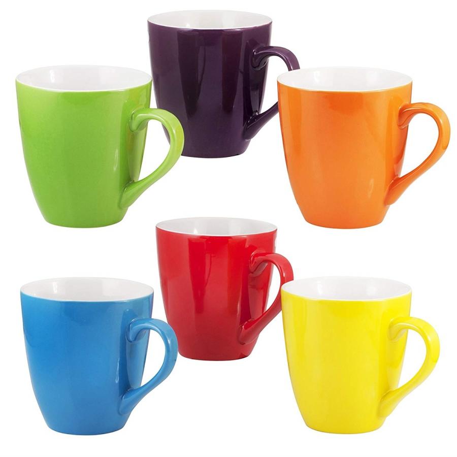 訳あり大特価 マグカップ 6点セット コーヒーマグ ティーカップ コップ レンジ可 食洗器可 約480ml マルチカラー セラミックカップ Coffee Mug Set By Bruntmorの画像