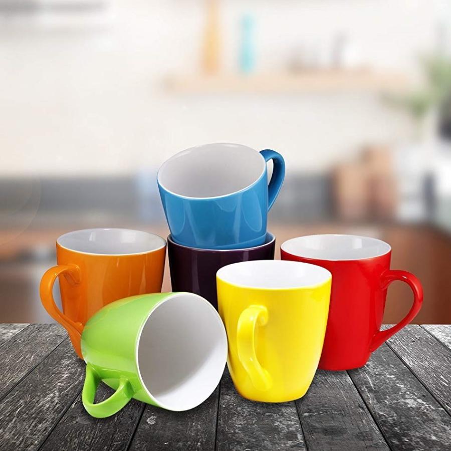 訳あり大特価 マグカップ 6点セット コーヒーマグ ティーカップ コップ レンジ可 食洗器可 約480ml マルチカラー セラミックカップ Coffee Mug Set By Bruntmorの画像
