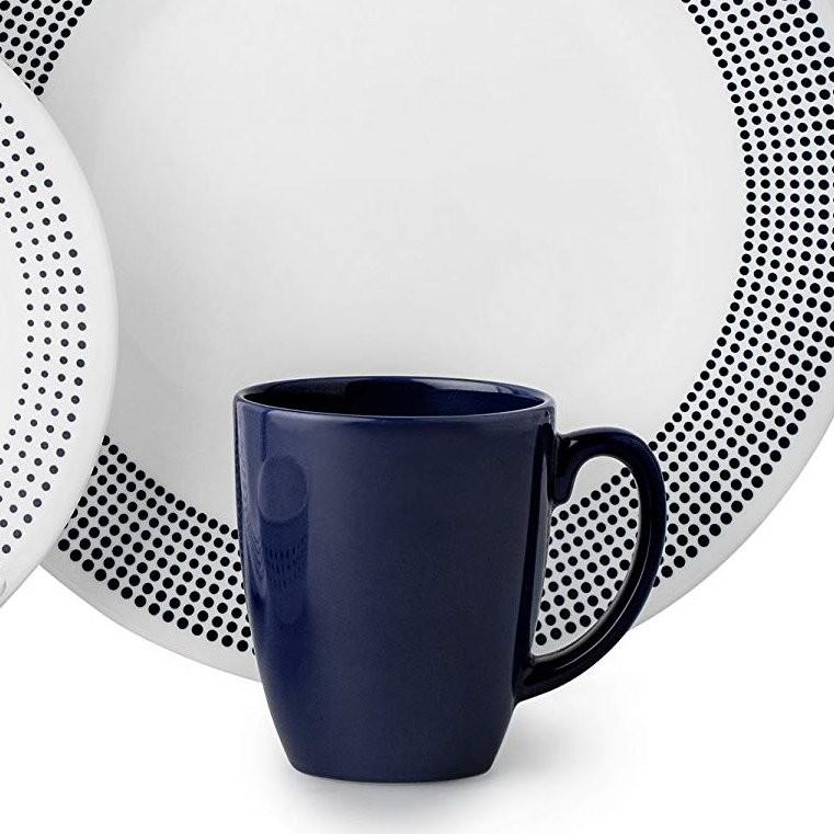 コレール 食器16点セット ディナーウェアー ベイサイドドット ネイビー・ホワイト マグカップ Corelle 3654A Bayside Dots Navy Dinner Set, Navy, White｜akt8｜06