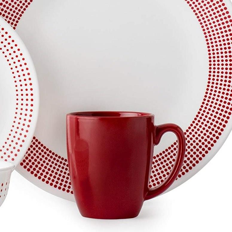 コレール 食器16点セット ディナーウェアー リビングウエア ベイサイドドット レッド・ホワイト マグカップ Corelle 3349A