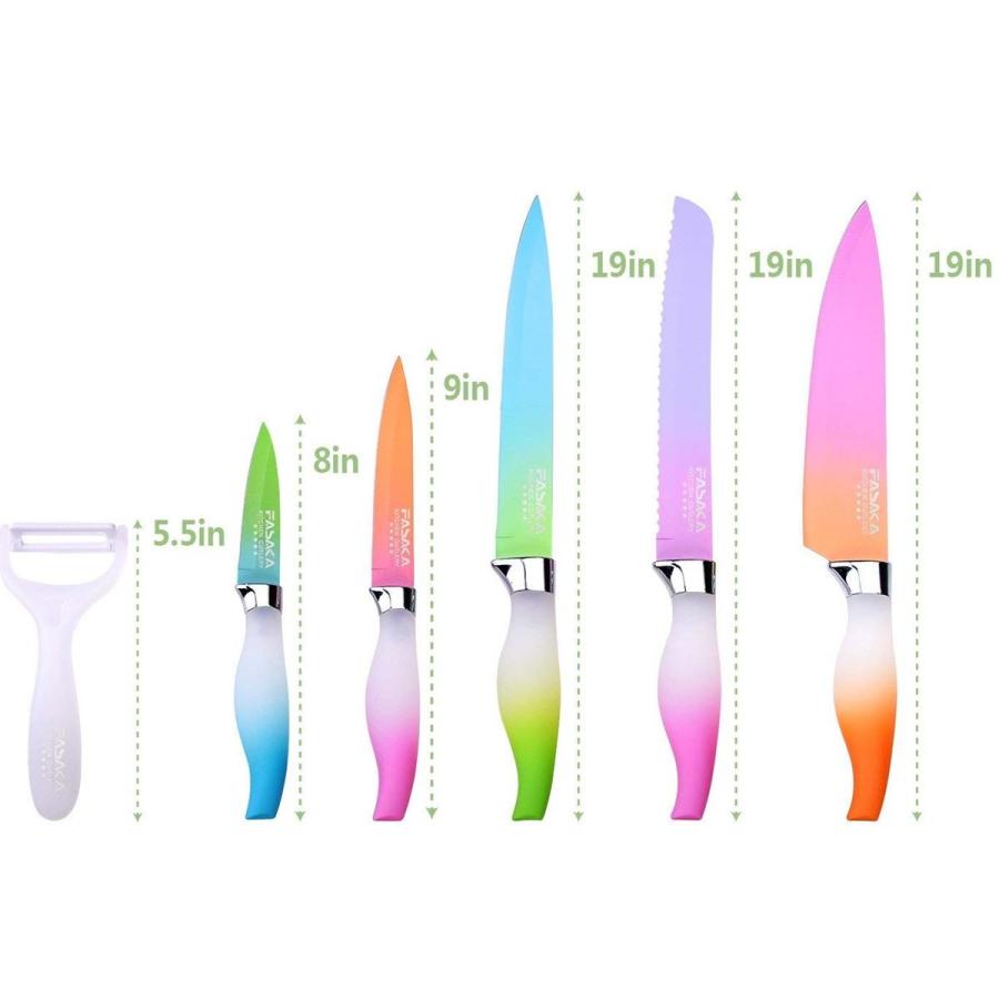 キッチンナイフセット 包丁セット 6点セット ピーラー付 カラフル