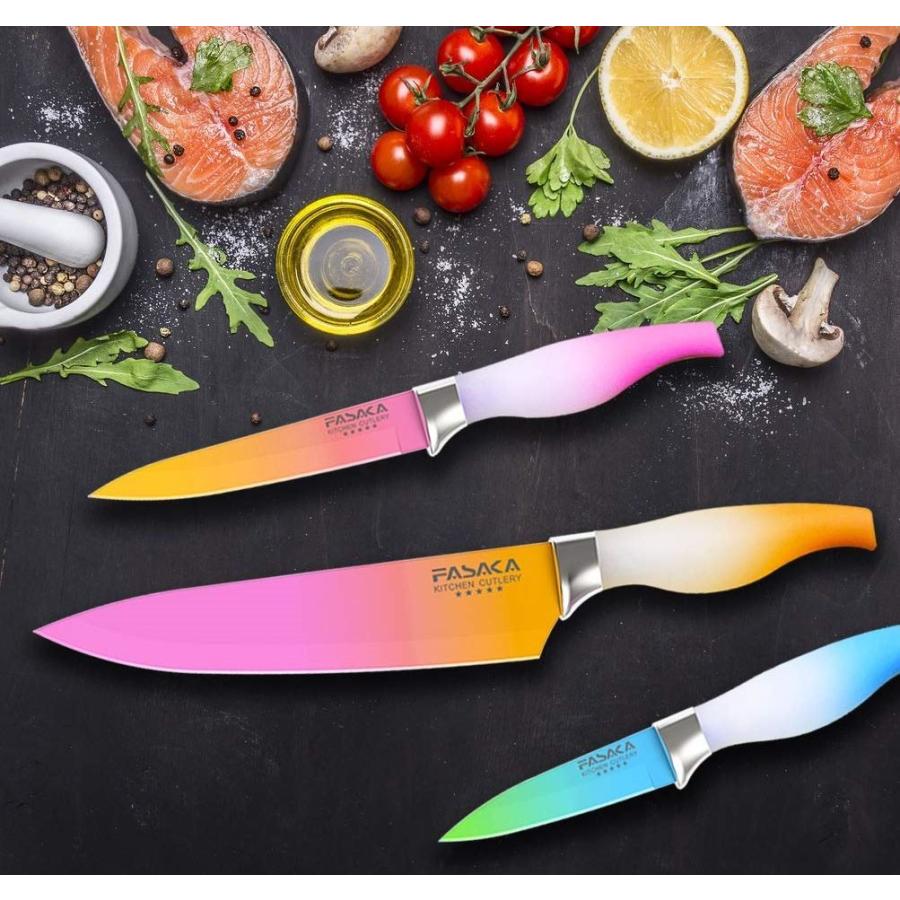 キッチンナイフセット 包丁セット 6点セット ピーラー付 カラフル