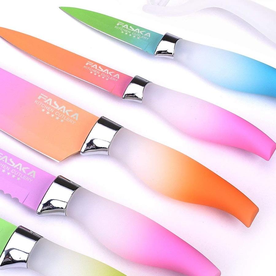 キッチンナイフセット 包丁セット 6点セット ピーラー付 カラフル