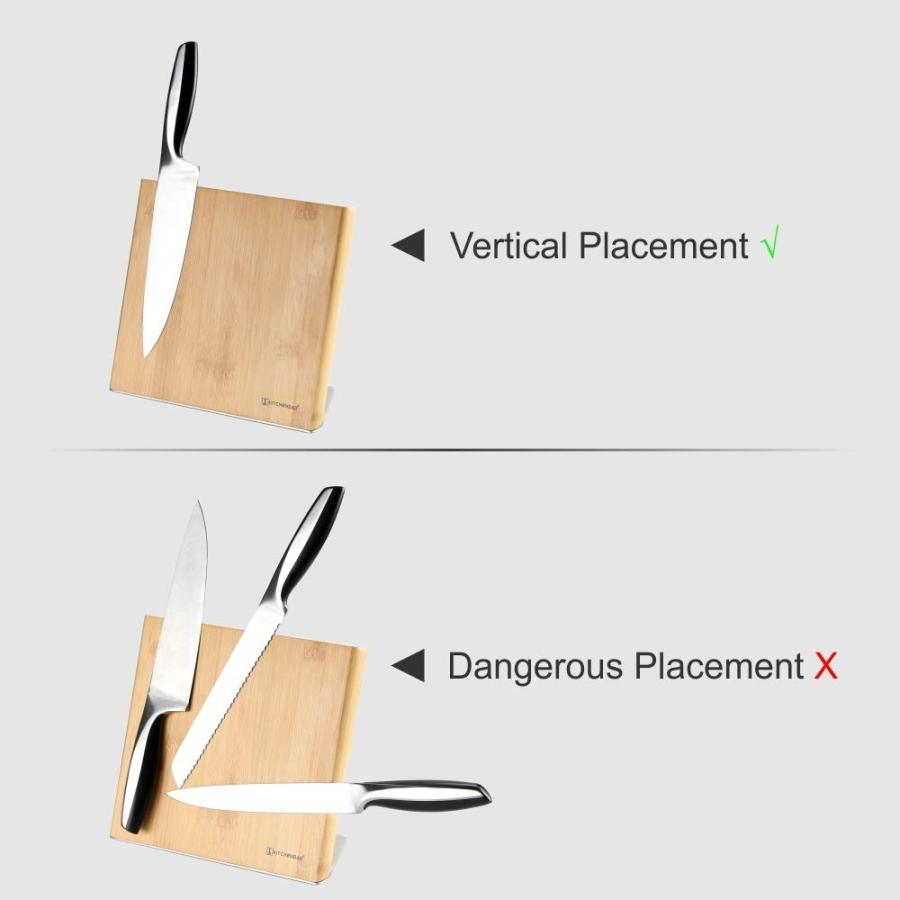 キッチンナイフスタンド マグネット式スタンド 包丁スタンド ナイフフォルダー 包丁立 収納包丁 ナイフラック Magnetic Knife Holder Bamboo Woodの画像