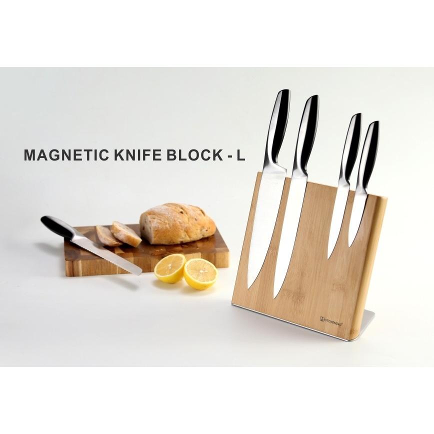 キッチンナイフスタンド マグネット式スタンド 包丁スタンド ナイフフォルダー 包丁立 収納包丁 ナイフラック Magnetic Knife Holder Bamboo Woodの画像