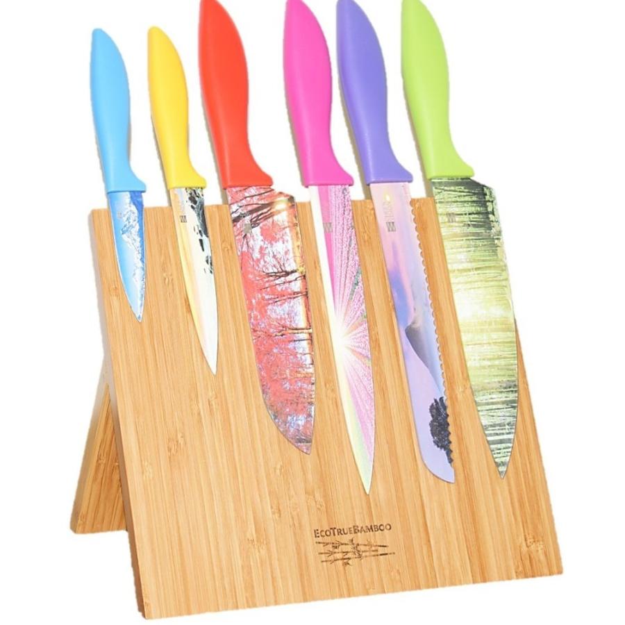 キッチンナイフスタンド マグネット式スタンド 包丁スタンド ナイフフォルダー 包丁立 収納包丁 ナイフラック Magnetic Knife Block EcoTrueBambooの画像