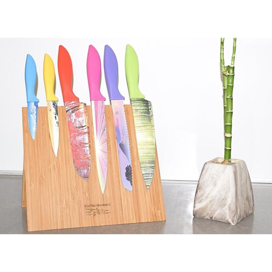キッチンナイフスタンド マグネット式スタンド 包丁スタンド ナイフフォルダー 包丁立 収納包丁 ナイフラック Magnetic Knife Block EcoTrueBambooの画像