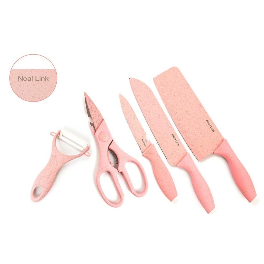 ナイフセット 包丁セット 5点セット キッチンナイフセット 刃物 ほうちょう ピンク シェフナイフ ユーティリティナイフ 果物ナイフ Kitchen Knife Set Pink