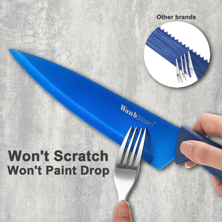 キッチンナイフ7点セット 包丁セット 刃物 マグネットバー付 ブルー