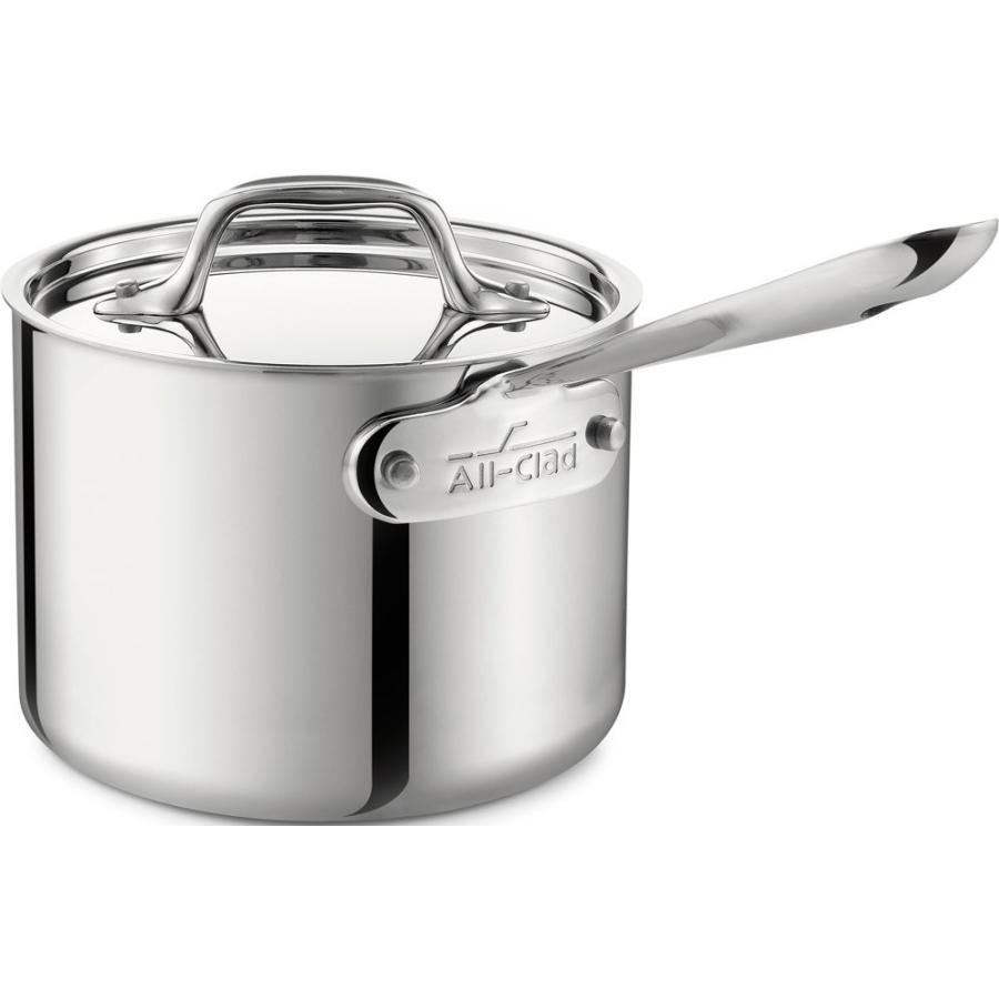 オールクラッド ステンレス片手鍋 1.9L 蓋付深底鍋 All-Clad Stainless Steel 2-Quart Sauce Pan with Lid 4202