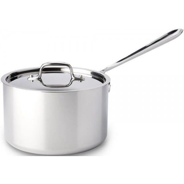 アメリカ製高級鍋 All-Clad 4QT片手鍋 ステンレス（蓋あり） オールクラッド/All Clad 4QT 鍋 蓋付き 【公式通販】